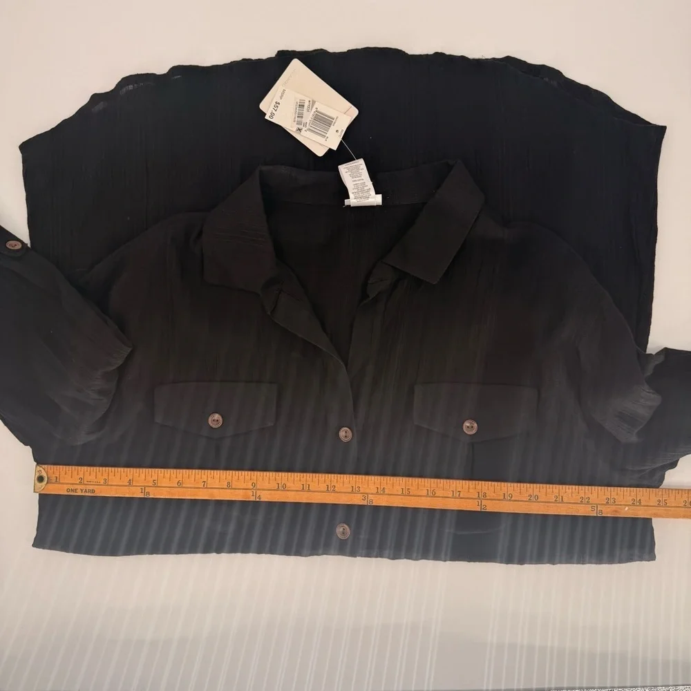 NWT DOTTI Black 100% Cotton Swim Cover-up Shirt Size 1X